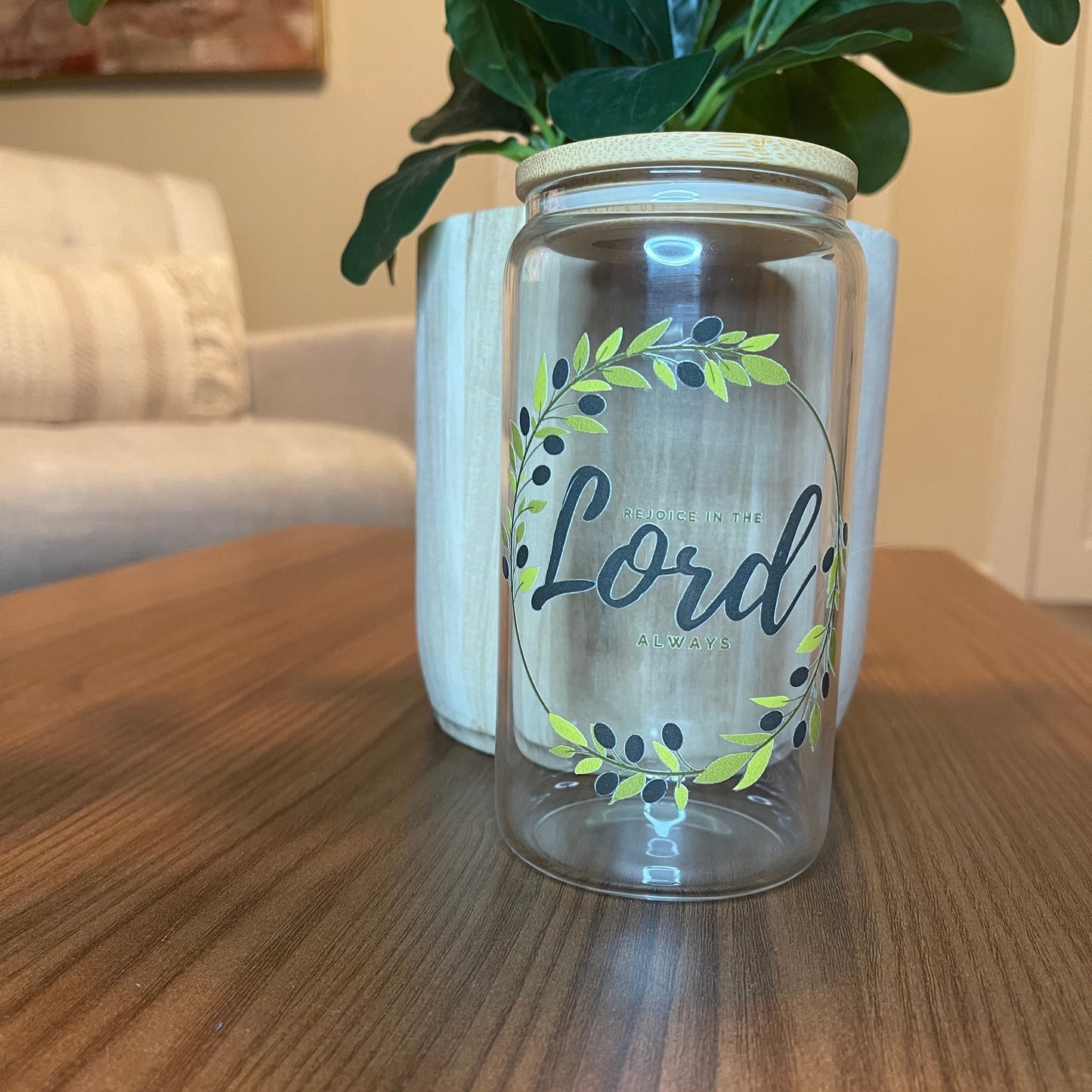 Rejoice in the lord faith based glass cups